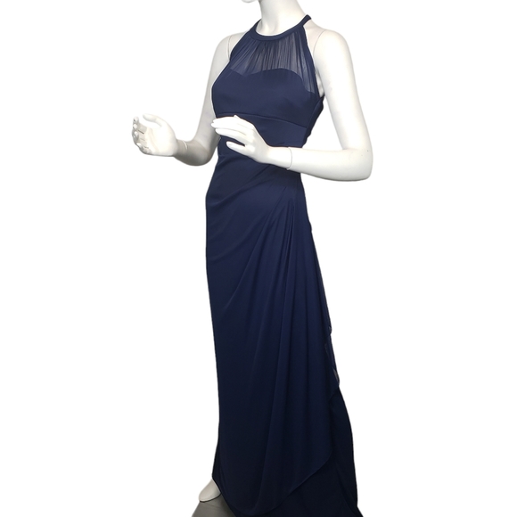 David's Bridal Illusion Sleeveless Long Gown Dress 4 - Picture 3 of 13